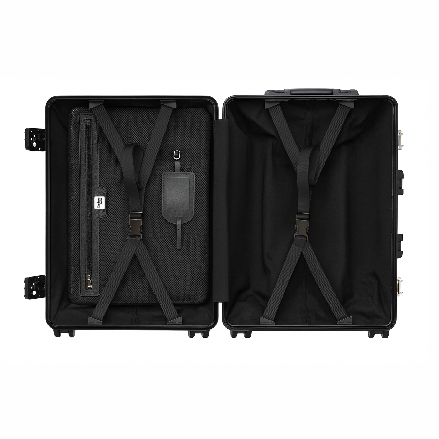 Lightweight matte carbon fiber suitcase, trunk-style opening