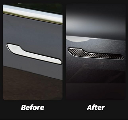 Real Carbon Fiber Door Handle Cover for Tesla Model 3/Y Y:2021-2025