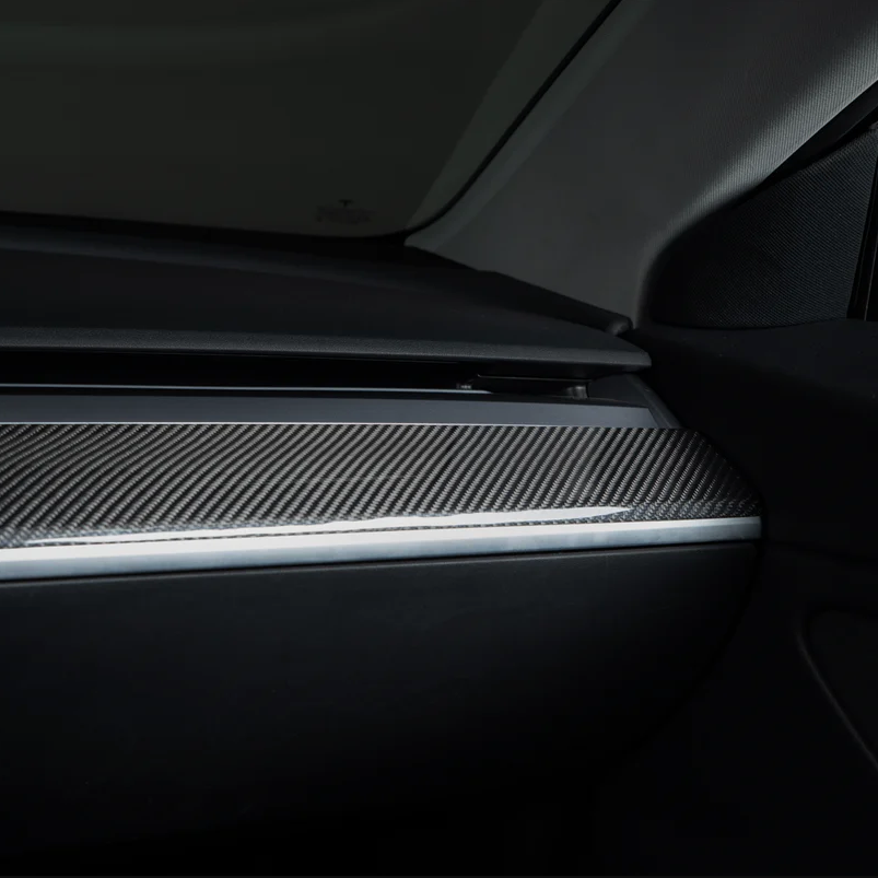 Real Carbon Fiber Dashboard Trim Cover For Tesla Model 3/Y Y:2018-2024