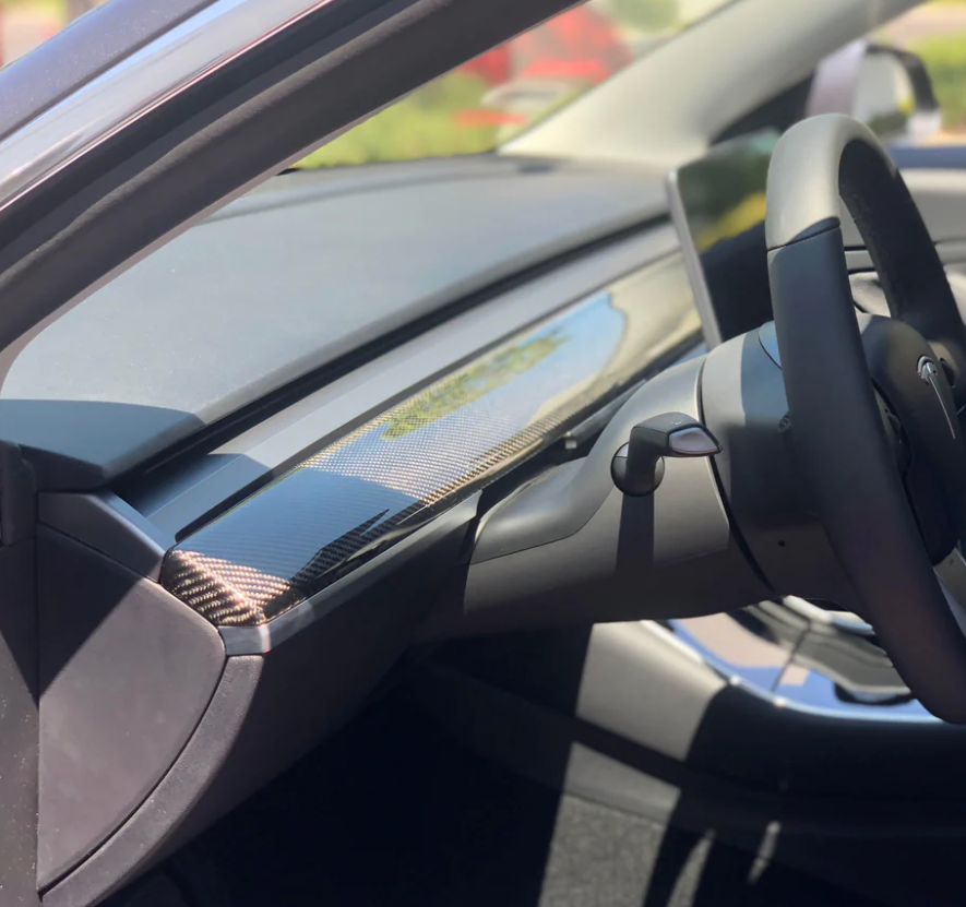 Real Carbon Fiber Dashboard Trim Cover For Tesla Model 3/Y Y:2018-2024