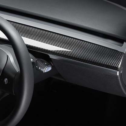 Real Carbon Fiber Dashboard Trim Cover For Tesla Model 3/Y Y:2018-2024