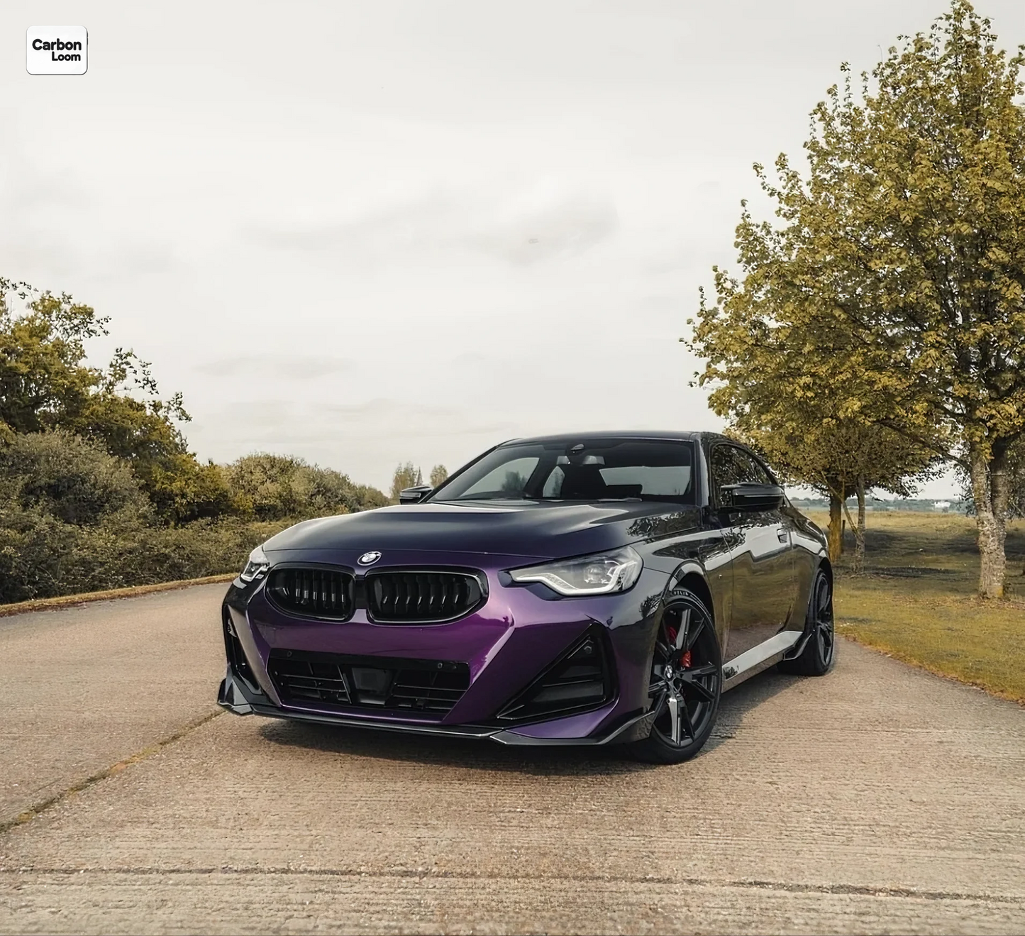 after market carbon fiber front lip on BMW 2 series G42, full view