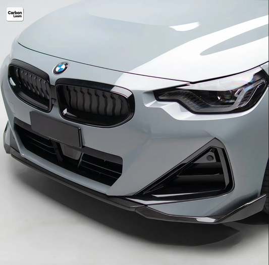 after market carbon fiber front lip on BMW 2 series G42, front side view