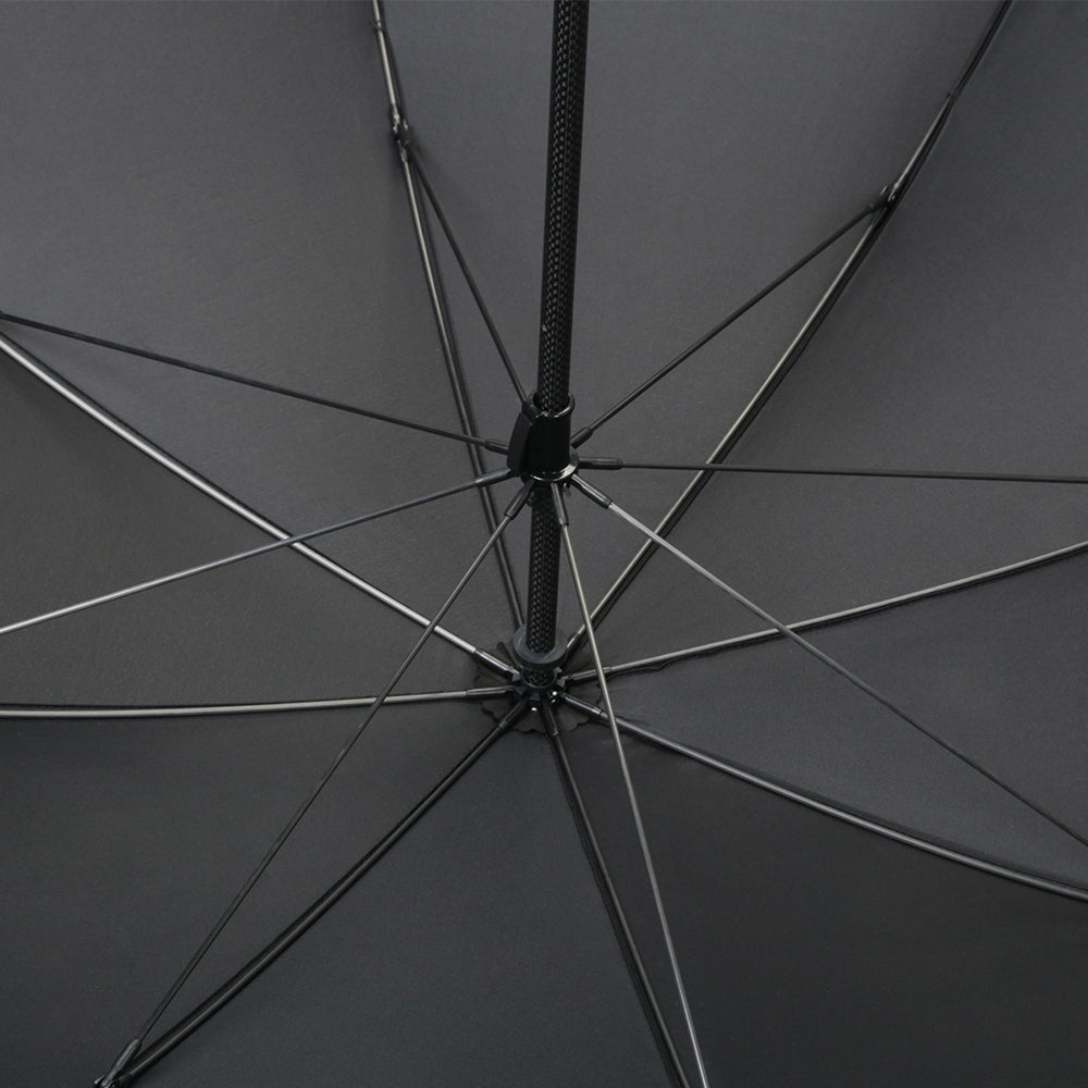 Close-up of double-layer carbon fiber ribs on premium handmade umbrella