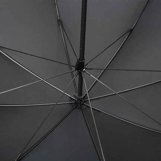 Close-up of double-layer carbon fiber ribs on premium handmade umbrella