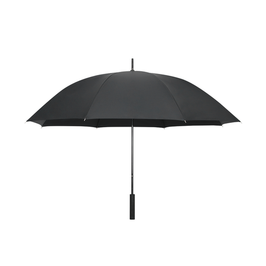 Luxury windproof carbon fiber umbrella with sleek black canopy, full view