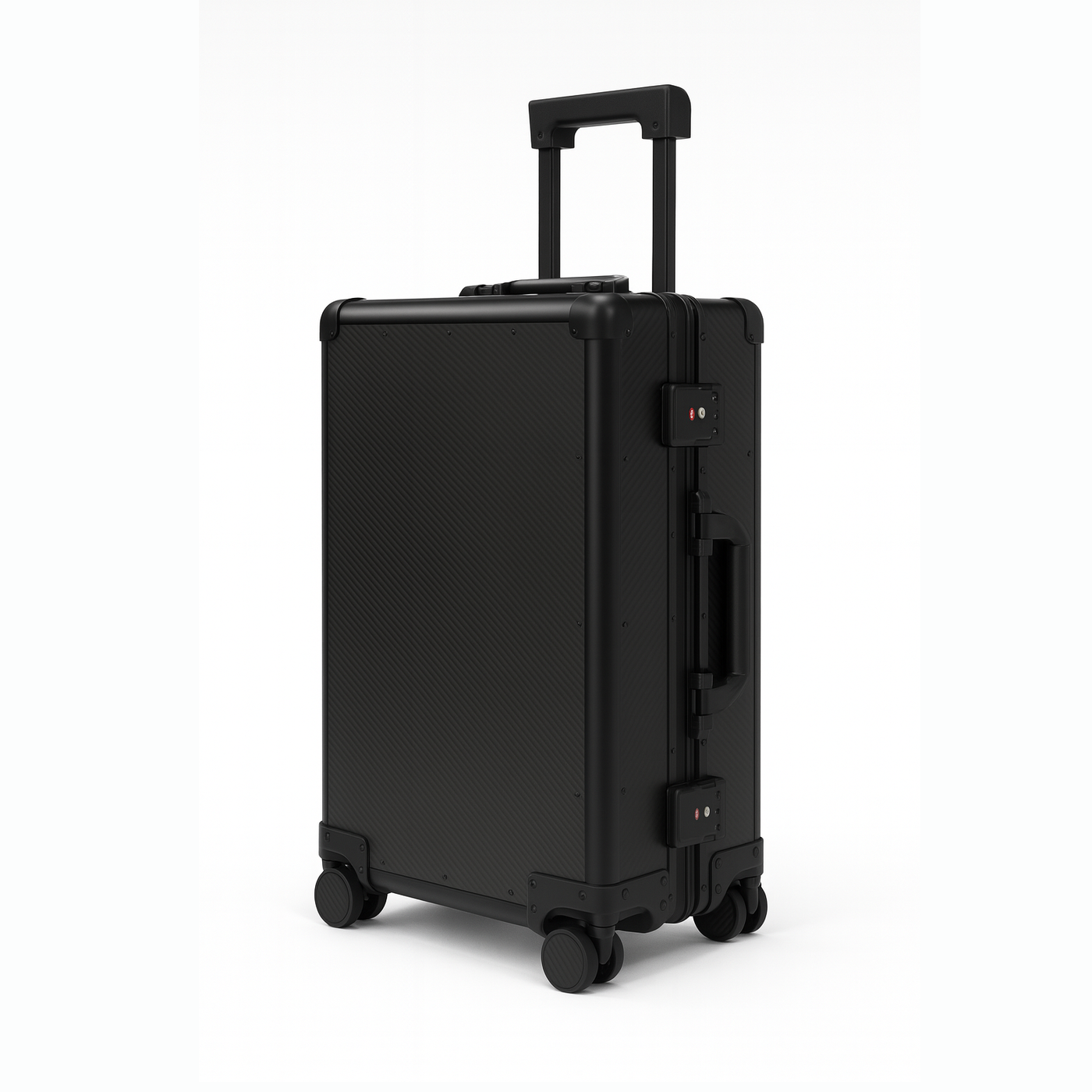 Luxury carbon fiber carry-on with dual TSA combination locks