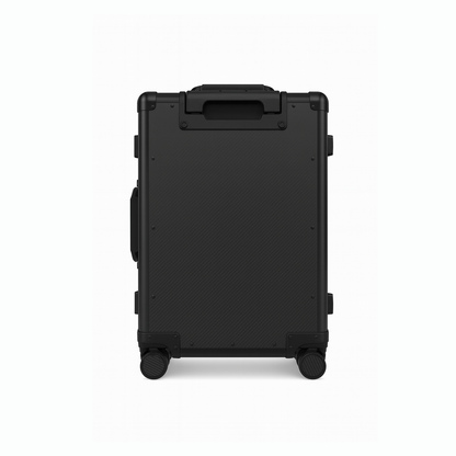 360-degree spinner wheels on durable carbon fiber travel case