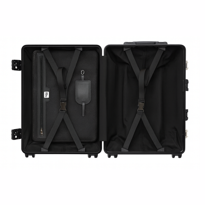 Lightweight matte carbon fiber suitcase, trunk-style opening