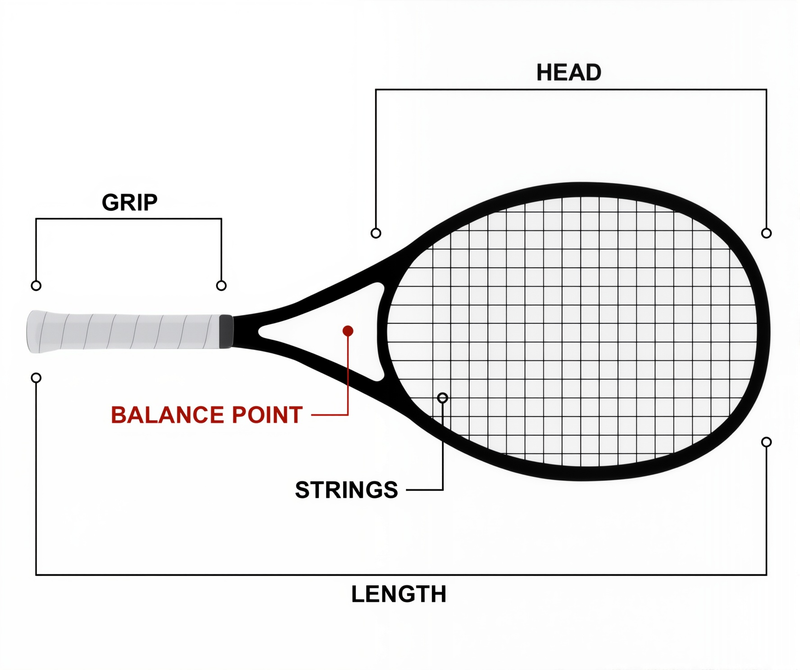 Technical specifications of CL Forged Carbon Tennis Racquet. Head Size: 98 sq in. Unstrung Weight: 280g (Ultralight). Balance: 315mm (Head Light). String Pattern: 18x20 for maximum precision. Stiffness (RA): 65. Primary Materials: T700 Carbon Fiber & 3K Visible Surface.