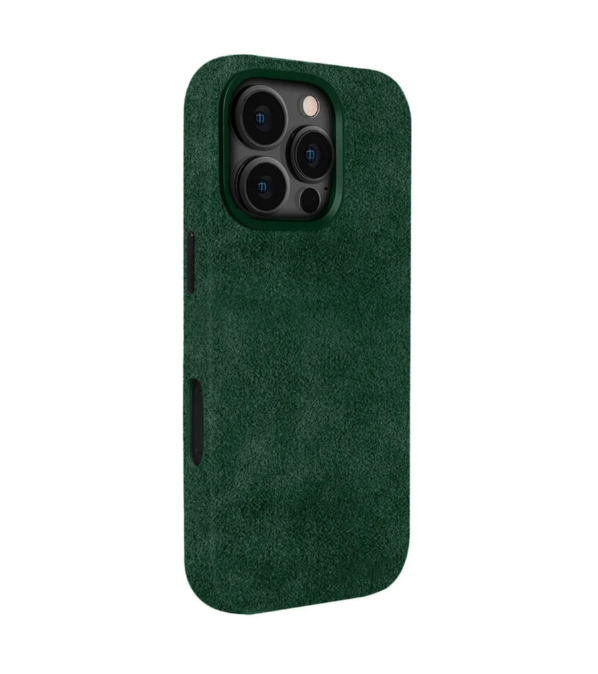 Green Alcantara Case For iPhone 16 Pro