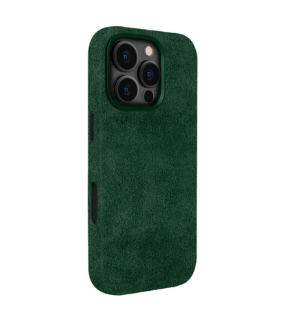 Green Alcantara Case For iPhone 16 Pro