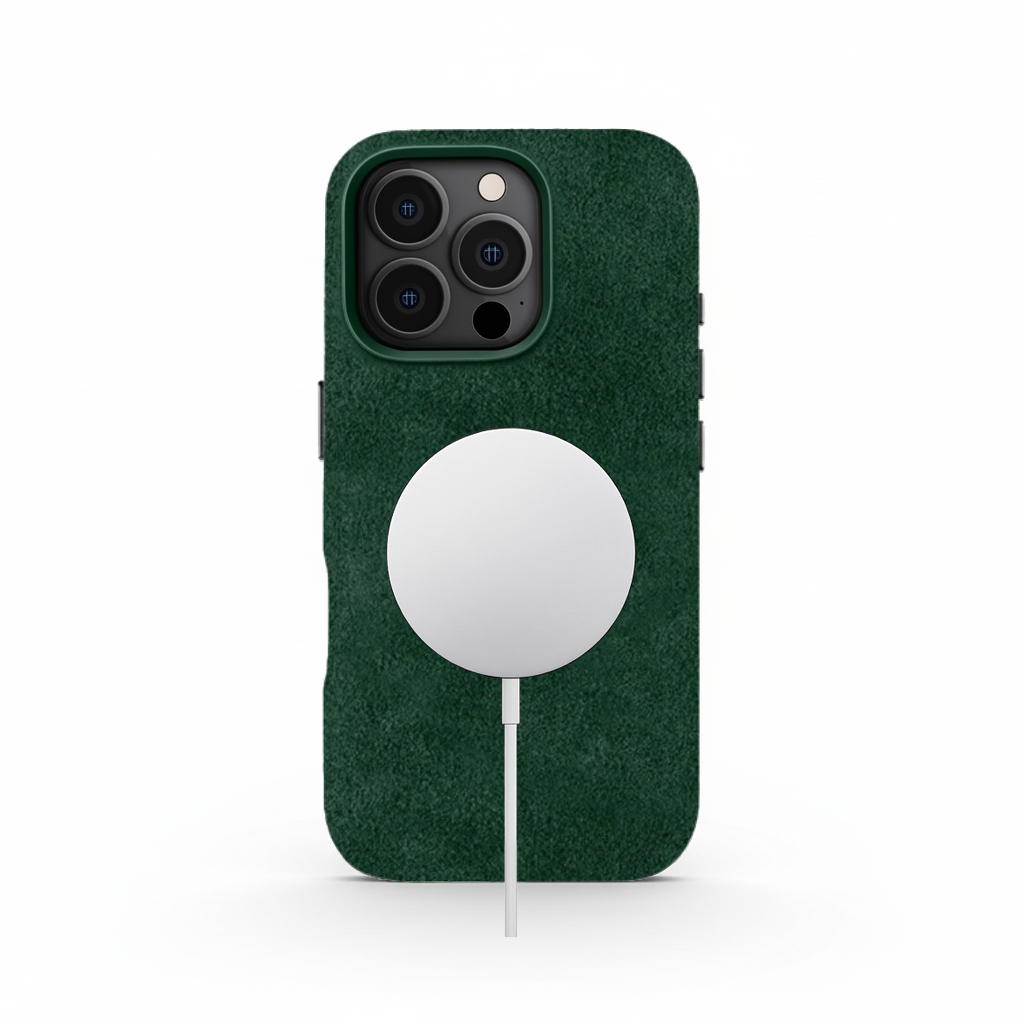 Green Alcantara Case For iPhone 16 Pro Max
