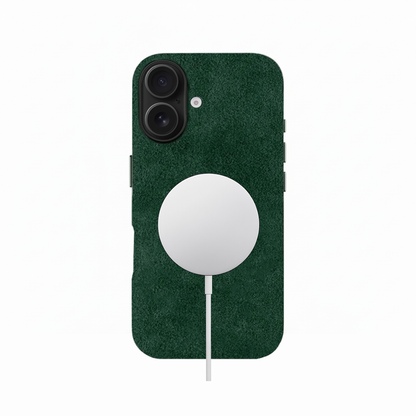Green Alcantara Case For iPhone 16